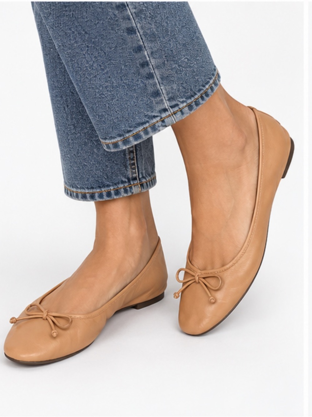 SCHUTZ Arissa Tan Leather Ballet Flats